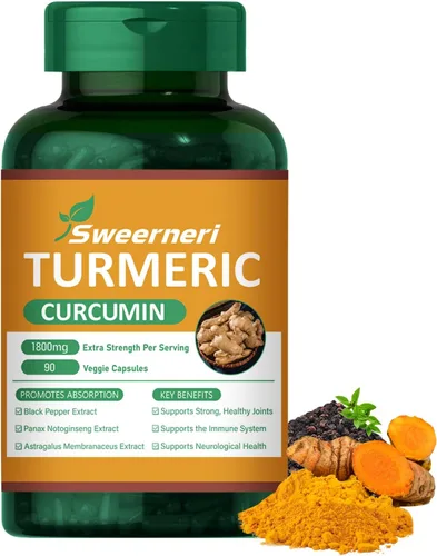 Cúrcuma Curcumina 1800mg con 95% Curcuminoides y Pimienta Negra – Fórmula de Alta Absorción para Articulaciones, Inflamación y Apoyo Inmunológico –