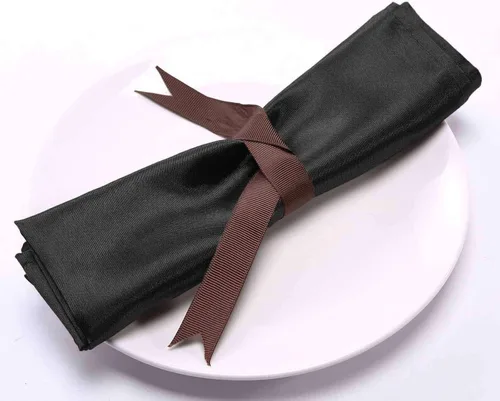 Miniatura 7 de Efavormart - Paquete de 25 servilletas de tela de satén sin costuras, resistentes a las arrugas, 20 x 20 pulgadas Negro