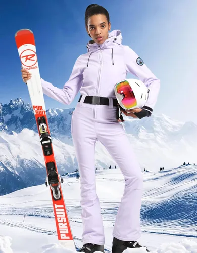 Miniatura 2 de GSOU SNOW Traje de esquí para mujer, traje de nieve delgado de una pieza, chaqueta de nieve, impermeable, resistente al viento, deportes al aire