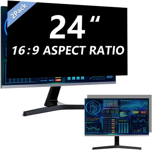 Miniatura 22 de Paquete de 2 pantallas magnéticas colgantes de privacidad para computadora de 27 pulgadas para monitor de pantalla ancha de 16:9, pantalla