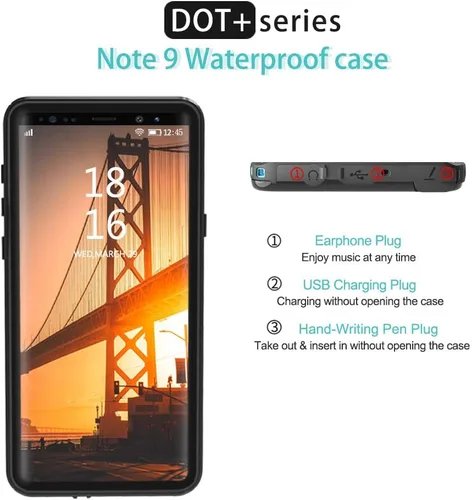 Miniatura 3 de LEMAXELERS Diseñada para Galaxy Note 9, funda impermeable con protector de pantalla integrado [IP68 bajo el agua]