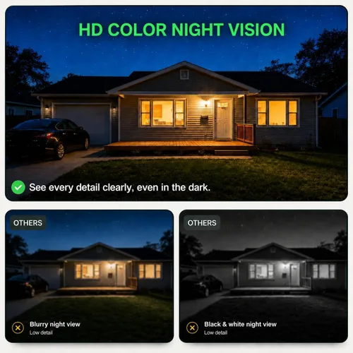 Miniatura 7 de Cámara de ventana 2K, cámara de seguridad WiFi de 5 GHz y 2.4 GHz para el hogar, visión amplia de 120°, visión nocturna a todo color, detección
