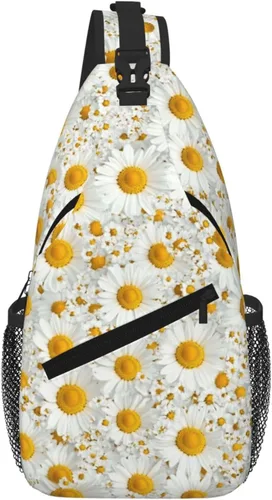 Miniatura 14 de Bolso bandolera para hombres y mujeres, mochila cruzada floral de tulipán pastel, mochila casual de senderismo para viajes, deportes, correr, bolsa