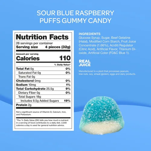 Miniatura 2 de Blue Raspberry Puffs - Paquete a granel de 2 libras - It's a Boy Baby Shower Gummy Candy - Revela de género
