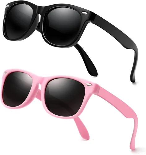 JASPIN Lentes de sol polarizados para niños y niñas, marco flexible de goma TPEE para niños y niñas de 3 a 9 años, 100% protección UV. Gafas de sol