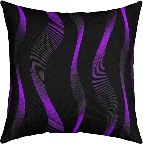 Miniatura 9 de Juego de 4 fundas de almohada geométricas a rayas de 16 x 16 pulgadas, fundas de almohada geométricas de rayas rojas, negras y grises para sofá