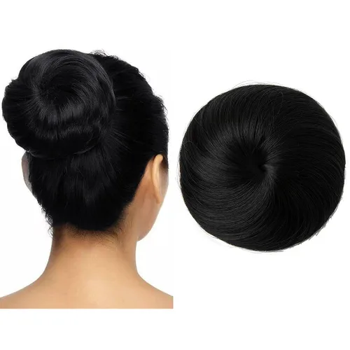 Moño de bailarina, pieza sintética para recoger el cabello, moño de extensión de cabello Q3 de Sarla Negro azabache
