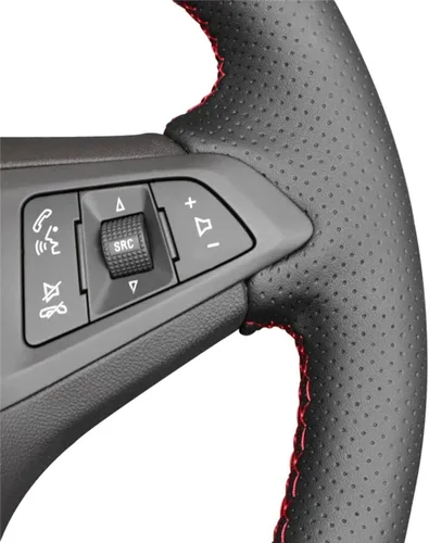 Miniatura 4 de HATHWAY Fit for Vauxhall Zafira (C) 2016-2018,Car Steering Wheel Cover,Car Black Steering Wheel Cover,Car Hand-Sewn Steering Wheel Cover Red Line