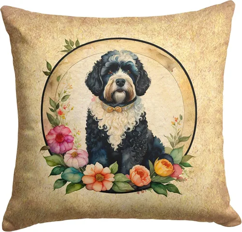 Miniatura 10 de Caroline's Treasures DAC2072PW1414 Affenpinscher and Flowers - Almohada decorativa de tela, lavable a máquina, para interiores y exteriores