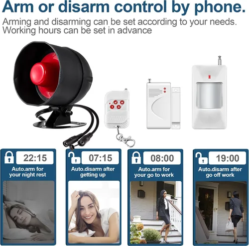 Miniatura 6 de Sistema de alarma WiFi para el hogar, sistema de alarma inalámbrico con sensor de movimiento de 120 dB, sensor de alarma de puerta de ventana