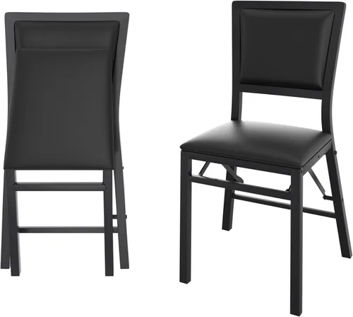 Miniatura 10 de VECELO Juego de 2 sillas plegables con cojín, asientos acolchados plegables con estructura de metal resistente para cocina/comedor/sala de estar