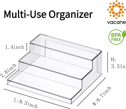 Miniatura 2 de vacane Estante de especias transparente, organizador de especias de 3 niveles para gabinete, estante de especias y organizadores de perfumes