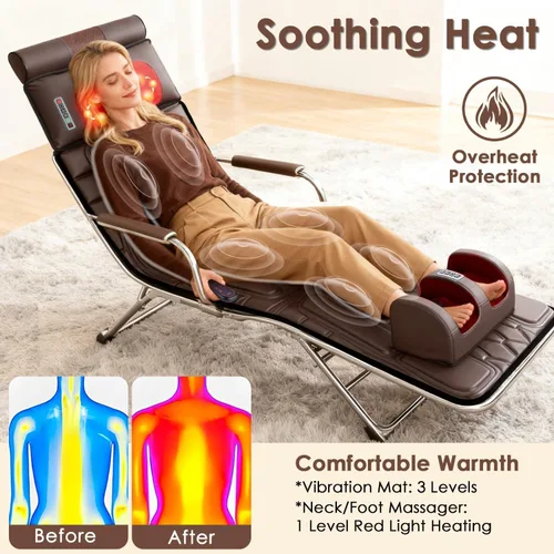 Miniatura 4 de KOCASO Alfombrilla de masaje de cuerpo completo de piel sintética, almohadilla multifuncional para silla de masaje con temporizador de calor
