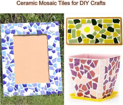 Miniatura 6 de 200g de azulejos de mosaico de cerámica para manualidades, azulejos de cerámica irregulares de 0.2"x0.8" de porcelana para decoración del hogar Gris