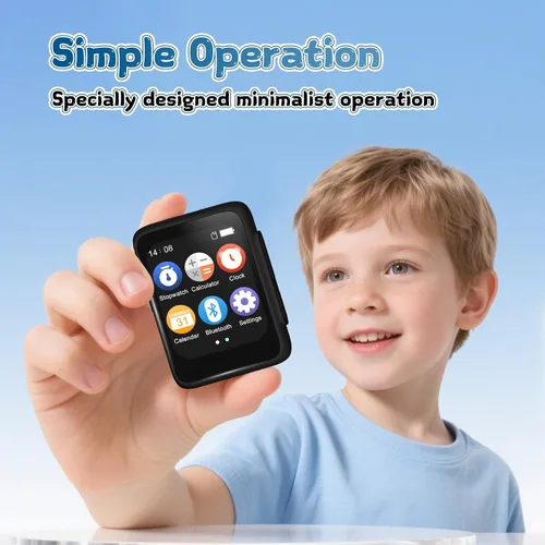 Miniatura 4 de Reproductor de MP3 para niños con Bluetooth y altavoz, reproductor de música portátil simple para niños, radio FM de 32 GB, lector de libros Negro