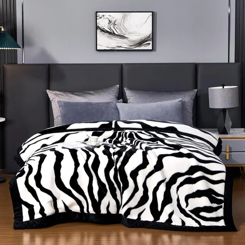 Miniatura 13 de Manta de visón coreano de 55"×75", sedosa, suave y cálida - Manta de cama Raschel reversible de 2 capas para cama individual. (150x200cm-2.5kg).