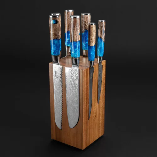 SENKEN - Bloque magnético giratorio para cuchillos sin cuchillos, madera dura de acacia natural, rotación de 360 grados, imanes de neodimio ultra