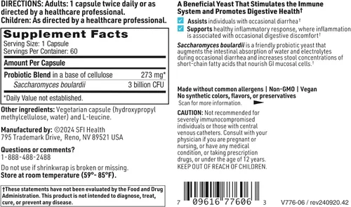 Miniatura 6 de SFI Health Klaire Labs Ther-Biotic Saccharomyces Boulardii Probióticos para mujeres y hombres - Probióticos S Boulardii para la salud digestiva