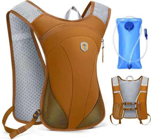 Miniatura 10 de Mochila de hidratación con bolsa de agua de 2 L, chaleco ligero y transpirable para correr, correas ajustables para el pecho, paquete de agua
