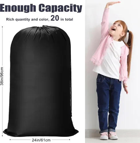 Miniatura 2 de Sanwuta 40 bolsas de lavandería grandes de 38 x 24 pulgadas, bolsas de lavandería de viaje a granel con cierre de cordón, lavables, resistentes