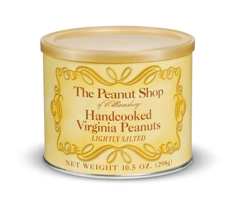 The Peanut Shop of Williamsburg - Maní de Virginia cocidos a mano ligeramente salados, latas de 10.5 onzas (Paquete de 3)