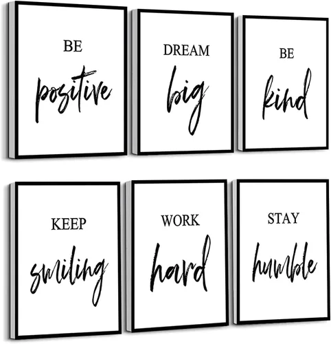 Arte de pared inspirador, lienzo motivacional enmarcado, arte de pared con cita positiva para sala de estar, dormitorio, oficina, estirado listo