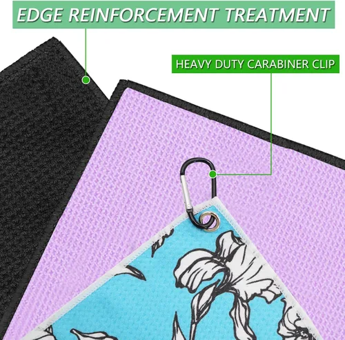 Miniatura 2 de FINGER TEN Toalla de golf de microfibra para bolsas de golf para hombres y mujeres con clip de 15.7 x 15.7 pulgadas, juego en gris, negro, azul