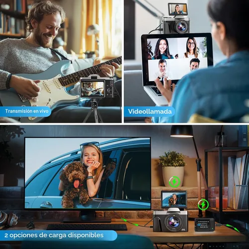 Miniatura 4 de Cámara digital 4K para fotografía con WiFi 64MP Cámara de vlogging de enfoque automático para video de YouTube de 3 pulgadas, pantalla abatible