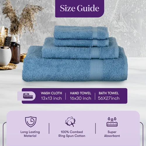 Miniatura 5 de TowelSelections Toallas suaves y absorbentes de algodón para baño, hotel, ducha, spa, gimnasio, toalla de baño, toalla de mano, 2 paños de baño