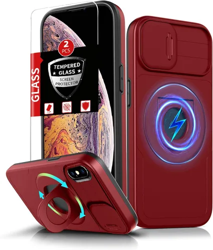Miniatura 85 de Funda magnética para iPhone 11 Pro compatible con carga inalámbrica MagSafe, con 2 protectores de pantalla, anillo kickstand de 360° integrado +