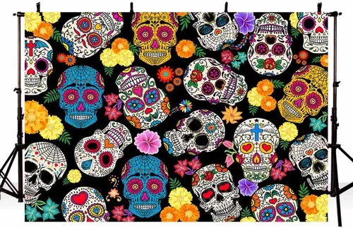 Miniatura 3 de AIBIIN Telón de fondo del Día de los Muertos de 10 x 7 pies, fiesta mexicana, calavera de azúcar, fondo de fotografía Dia DE Los Muertos, decoración