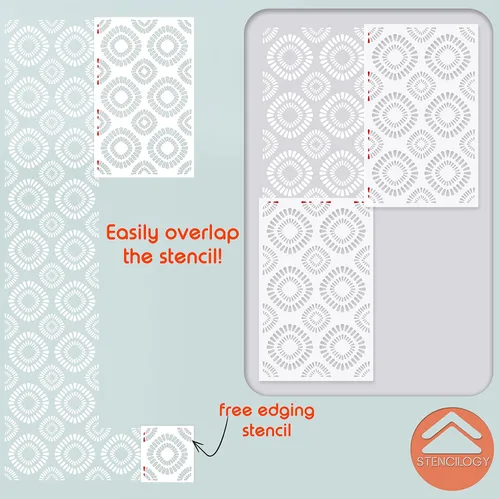 Miniatura 9 de STENCILOGY® / Asi - Plantilla de pared XL de 24 x 38 pulgadas, patrón de plantilla de pared floral grande, plantillas de pared grandes para pintar