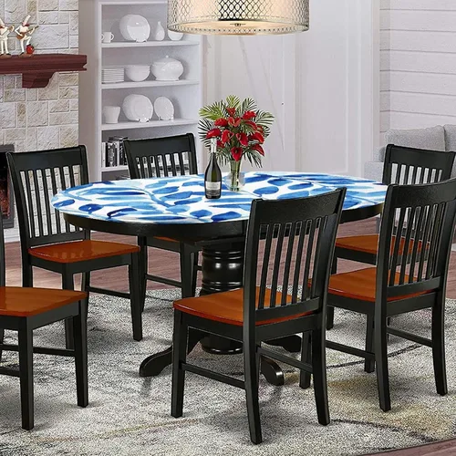 Miniatura 2 de XISUNYA Yorkie - Mantel ajustable ovalado de poliéster elástico, hipster Yorkie dibujado a mano, mantel ajustable con estampado de perro caballero