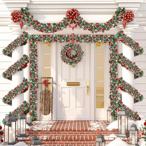 Miniatura 7 de Guirnalda de oropel de Navidad de 50 pies, guirnalda gruesa de oropel para decoración del árbol de Navidad, guirnalda metálica trenzada de oropel