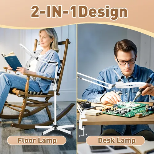 Miniatura 6 de HITTI 10X - Lupa esteticista de luz, color blanco 2200 lúmenes, regulable continuo, base rodante de 5 ruedas, lámpara Mag iluminada con LED