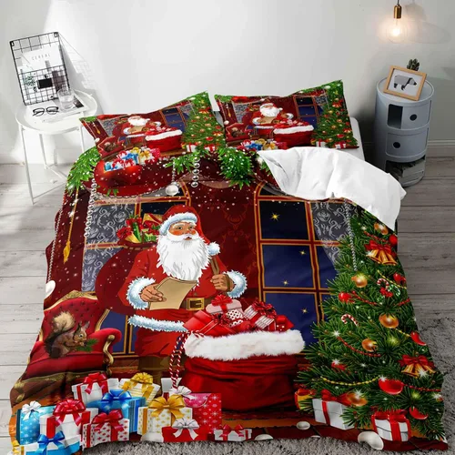 Miniatura 40 de LUVIVIHOME Juego de 3 Piezas de Funda de Edredón de Navidad Tamaño Queen, Juegos de Ropa de Cama, Funda de Edredón a Cuadros Búfalo Negro y Rojo