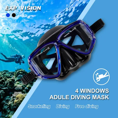Miniatura 3 de Pano 4 máscara de buceo, máscara de natación antivaho con cubierta de nariz para adultos, máscara de esnórquel profesional con vidrio templado