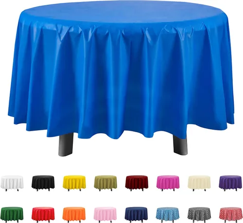 Miniatura 31 de Eleclassi Negro Paquete de 12 Manteles Redondos de Plástico Desechables Premium - Manteles de Mesa de Plástico Redondos de 84 Pulgadas para Fiestas
