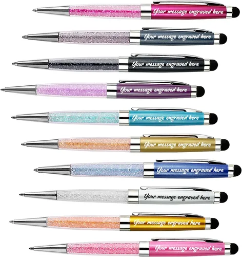 Miniatura 9 de Ancolo Bolígrafos grabados de lujo con punta de lápiz capacitivo, repuestos de tinta negra de cristal, bolígrafos de calidad, personalizados