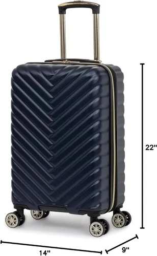 Miniatura 9 de Kenneth Cole REACTION Madison Square - Equipaje rígido expandible con estilo de Chevron para mujer, Azul marinoflor y brillo, 20-Inch Carry On