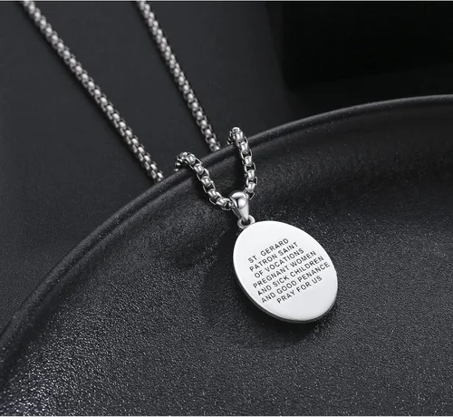 Miniatura 453 de Collar de plata de ley 925 con medalla de San Patrón, colgante de protección católica, amuleto, joyería religiosa para hombres y mujeres