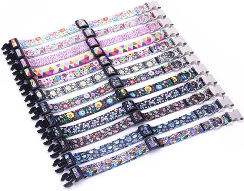 Miniatura 5 de Lindo collar para perros XS, pequeños, medianos y grandes, collar de nailon suave para mascotas, estampado 3D, con patrones multicolor, collares 11