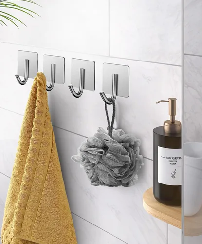 Miniatura 2 de xdgeLoad Ganchos adhesivos, paquete de 16 ganchos para toallas, ganchos de pared para colgar, ganchos adhesivos para toallas para colgar