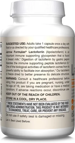 Miniatura 9 de Jarrow Formulas lactoferrin 250 mg, LACFE, 60, 1, 1