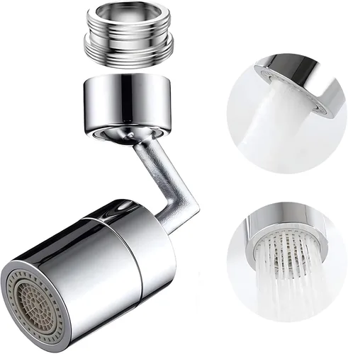 Cabezal rociador giratorio de 720°, filtro universal contra salpicaduras con filtro de red de 4 capas para cocina, diseño antisalpicaduras, a prueba