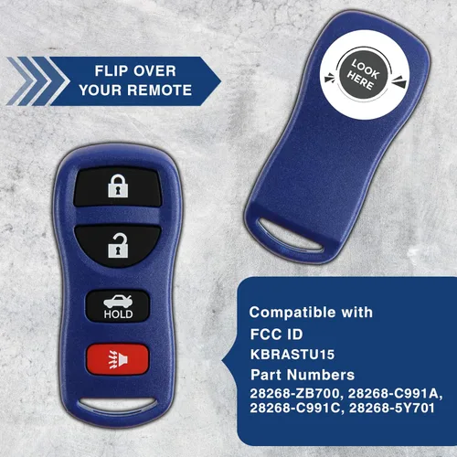 Miniatura 5 de KeylessOption Llavero para 2002 2003 2004 2005 2006 2007 2008 2009 2010 2011 2012 2013 2014 2015 2016 2017 Nissan Altima Maxima Infiniti Remoto, Azul