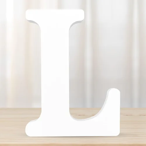 Miniatura 16 de Letras de madera blancas 3D de 6 pulgadas, letra de pared del alfabeto de madera para decoración de pared, manualidades de madera, letras de pie