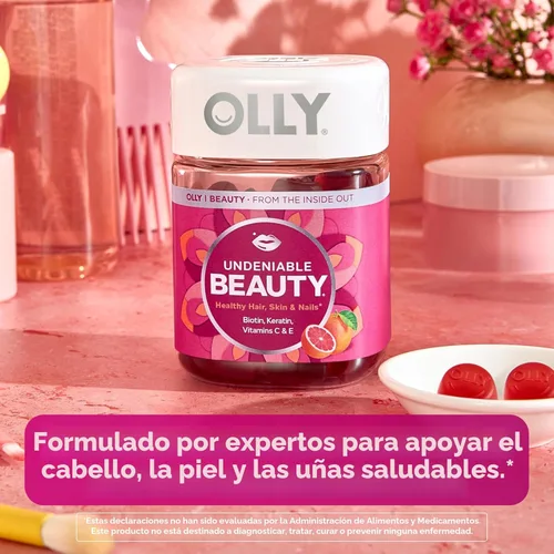 Miniatura 3 de OLLY Undeniable Beauty - Gomitas de belleza para el cabello, piel, uñas; con biotina, vitamina C, queratina; suplemento masticable, sabor pomelo