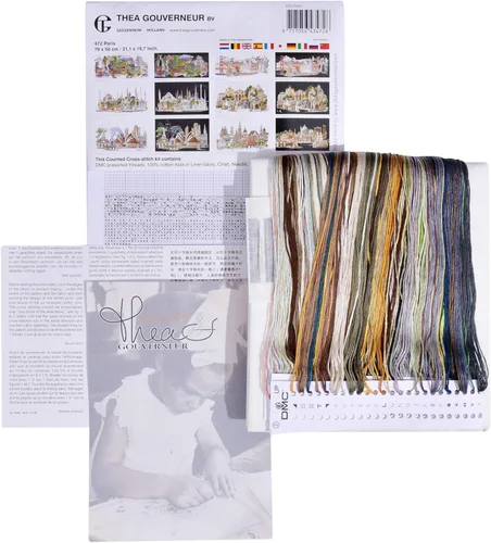 Miniatura 3 de Thea Gouverneur - Kit de Punto de Cruz Contado - París - Aida - 18 Cuentas - Kit de Bordado para Adultos - Hilos de Bordado DMC y Otros Suministros
