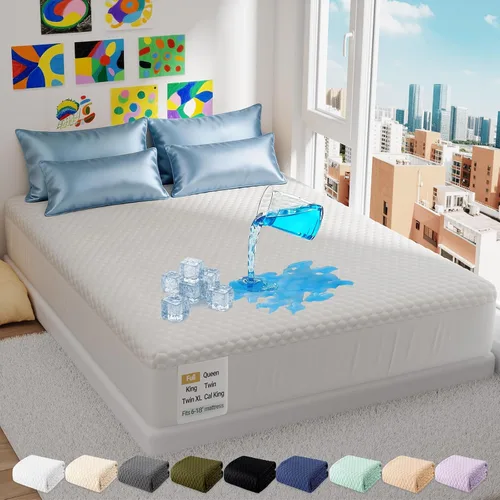 Miniatura 13 de OhGeni - Protector de colchón 100% impermeable tamaño Queen, almohadilla suave para colchón, resistente al pelo de mascotas y a la enuresis 1- Blanco